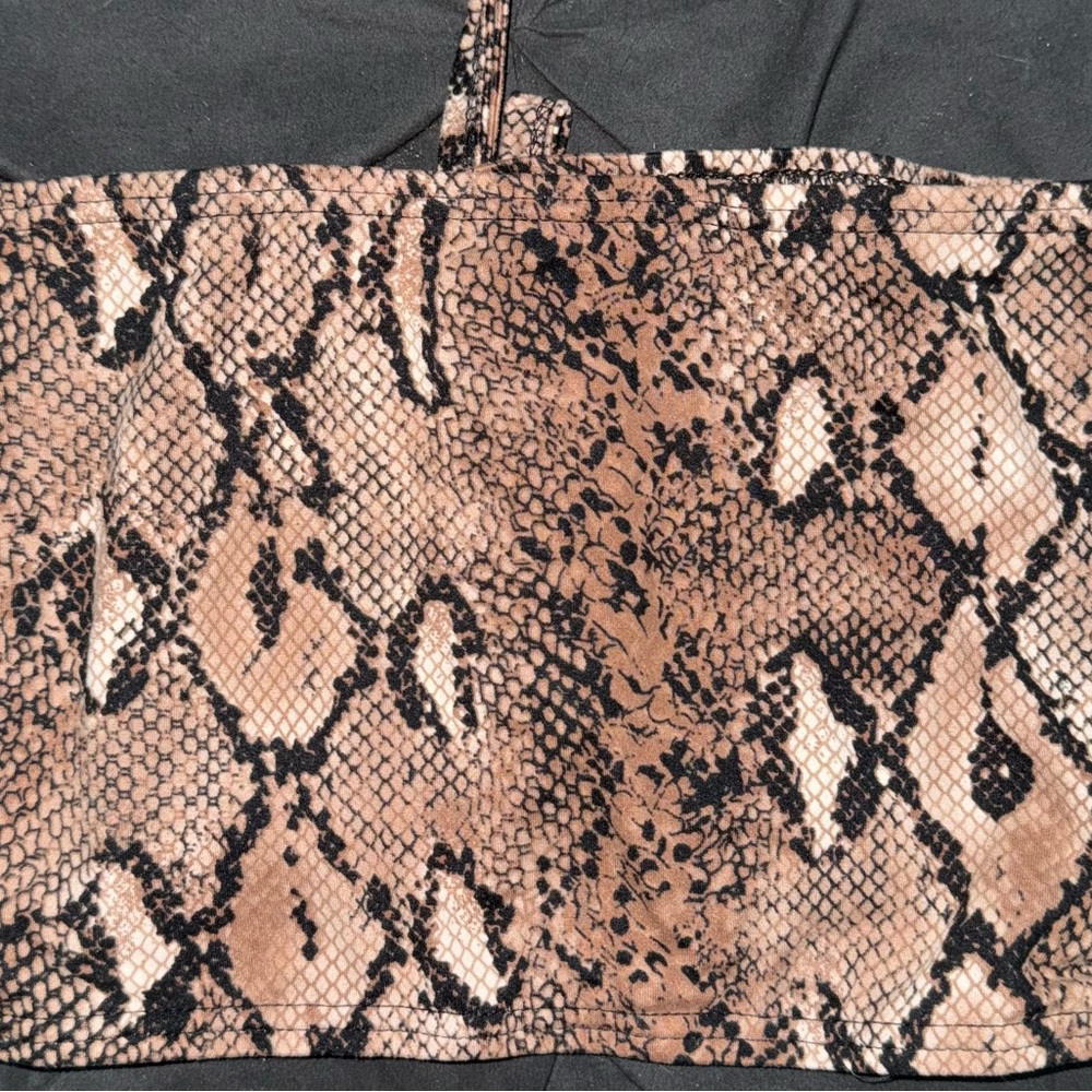 SHEIN Snake Print Crop Top - Brown and Black
